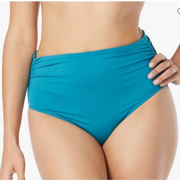 Coco Reef Classic Solids Impulse Rollover Bikini Swim Bottom Blue teal cove - Picture 1 of 10